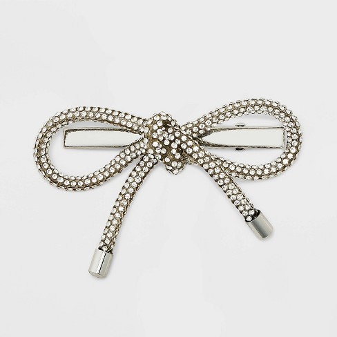 Rhinestone Salon Bow Hair Clip - A New Day™ Silver : Target