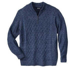 KingSize Men's Big & Tall Soft Cable Knit 1/4 Zip Sweater - 1 of 4