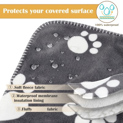 Dark Gray Paw Print Waterproof Reversible Pet Blanket