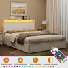 Hausource Bed Frame with LED Headboard, Charging Station, 4 Drawers, Heavy Duty Support - 4 of 4