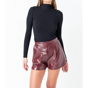 Women's High-waisted Faux Leather Shorts - Grey Lab - 1 of 3