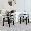 MAYEERTY Modern Tempered Glass Tea Table Coffee Table End Table, Square Table for Living Room, Set of 2£¬Black - 3 of 4