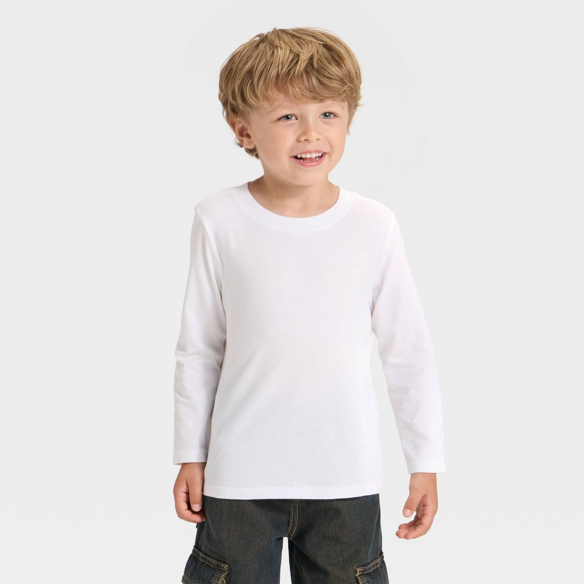 Toddler Boys' Long Sleeve Knit T-Shirt - Cat & Jack™ White 2T