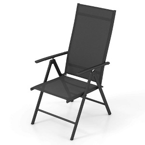 Costway 1 PCS Patio Folding Dining Chair with 7-Level Adjustable High Backrest for Garden Brown/Black - 1 of 4