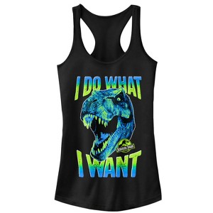 Juniors Womens Jurassic Park T. Rex Do What I Want Racerback Tank Top - 1 of 4