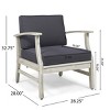 Outdoor Acacia Wood Armrests Club Chair,Fabric Upholstered Armrests Chair,Club Chair With Wood Frame And Slat Design Backrest-Coolbibila - 4 of 4