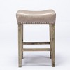 Bar Stools Set Of 2, Modern PU Leather Nailhead Upholstered Saddle Stools, Counter Height 26 Inches Backless Soft Saddle Seat - 4 of 4