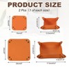 Unique Bargains PU Leather Anti-Slip Square Key Jewelry Valet Tray 4.9" x 4.9" 2 Pcs Orange - 2 of 4