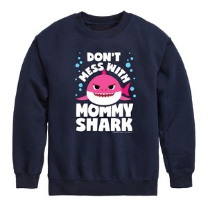 Boys' - Baby Shark - Don't Mess With Mama Shark Graphic Long Sleeve Fleece Sweatshirt - 1 of 4