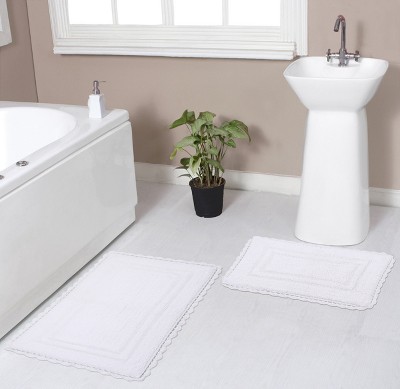 Set Of 2 Casual Elegence Collection White Cotton Reversible Tufted Bath ...