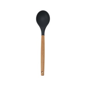 Unique Bargains Spoon Hand Wash Only Large Solid Spoon Silicone Wooden Handle 12.6" 1 Pc - 1 of 4