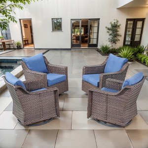 POCASSY Patio Swivel Chairs Set of 4, All Weather PE Wicker Patio Furniture with Steel Frame Ideal for Porch Balcony - 1 of 4