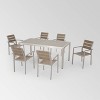 Cape Coral 7pc Aluminum Dining Set: Faux Wood & Tempered Glass - Christopher Knight Home - 2 of 4