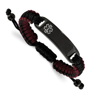 Black Bow Jewelry Black Plated Stainless Steel & Nylon Medical I.D. Bracelet, 7.5-9.5 In - 1 of 4