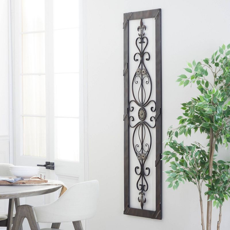 Metal Scroll Ornate Wall Decor with Black Frame Brown - Olivia &#38; May, 2 of 9