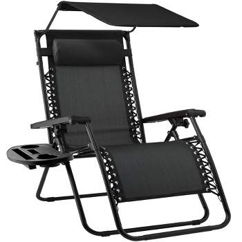 Best Choice Products Folding Zero Gravity Recliner Patio Lounge Chair w/ Canopy Shade, Headrest, Tray