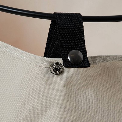 Natural Canvas and Black Metal Frame Laundry Hamper