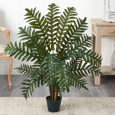 51" Green Silk and Plastic Potted Outdoor Plant