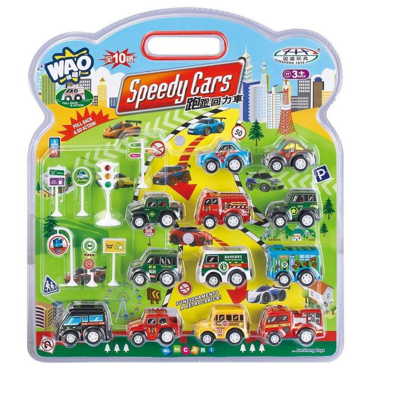 Link Ready! Set! Go! 12 Piece Pull Back And Go Toy Cars Comes With Educational Road Signs, 2 of 4