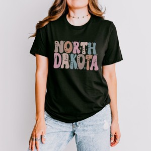 Simply Sage Market Bubble Letter North Dakota Colorful Short Sleeve Tee - 1 of 4