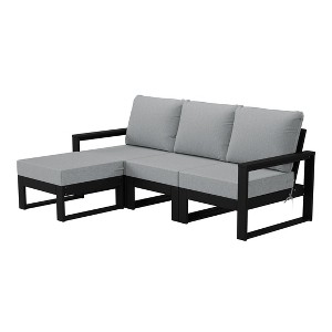 WestinTrends Montara 4-Piece Outdoor HDPE All-Weather Modern Deep Seating Patio Sofa Sectional Set with Waterproof Cushions - 1 of 4