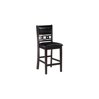 Gia Ebony Black Solid Wood Counter Stools with Upholstered Cushions, Set of 2
