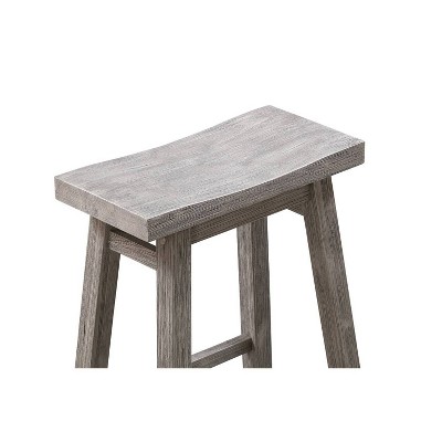 24" Gray Wood Saddle Counter Height Barstool