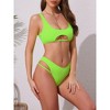 INSPIRE CHIC Women's Cutout Racerback Ribbed Bikini Sets, Scoop Neck Top Triangle Bottom Swimwear Bathing Suits 1 Set - 2 of 4