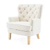 GDFStudio Geneva Mid Century Modern Tufted Boucle Club Chair, White/Dark Brown - 4 of 4
