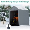 Heavy Duty Carport Canopy, Metal Frame Portable Outdoor Storage Shed with Waterproof PE Cover & Roll-Up Zipper Door, for Motorcycle, Bike, Tools - 4 of 4