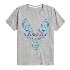 Boys' - Instant Message - Pixel Sweater Deer Christmas Short Sleeve Graphic T-Shirt - 1 of 4