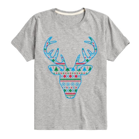 Boys' - Instant Message - Pixel Sweater Deer Christmas Short Sleeve Graphic T-Shirt - image 1 of 4