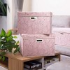 Aoibox Larger Collapsible Storage Boxes with Lids Fabric Decorative Bins Organizer Containers Handles Divider Pink 3 Pack - 2 of 4