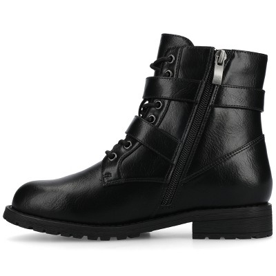 Journee Women's Juliah Buckle Detail Lace-up Ankle Boots