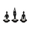 Sagebrook Home 7" Set of 3 Yoga Candle Holder - Polyresin Seated Women Votive Candle Holder - Peaceful Candle Decor for Home - 2 of 4