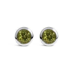 Haus of Brilliance Silver 6MM Bezel Set Created Gemstone Solitaire Stud Earrings - 1 of 4