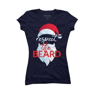 Junior's Design By Humans respect the beard santa claus funny christmas By iLCreative T-Shirt - 1 of 3