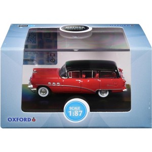 1954 Buick Century Estate Wagon Matador Red and Carlsbad Black with Red Interior 1/87 (HO) Diecast Model Car by Oxford Diecast - 1 of 3