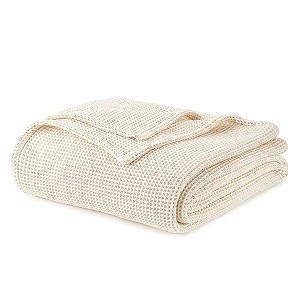 Whisper Organics Adult Organic Cotton Waffle Knit Blanket – Lightweight, 320 GSM, All-Season – Multiple Sizes & Colors - 1 of 4