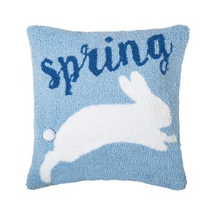 C&F Home 16" x 16" Jumping Easter Bunny "Spring" Hooked Accent Throw Pillow - 1 of 4