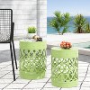 Vynxaria Patio Coffee Tables - Green Metal Set of 2 End Tables - 4 of 4