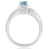 Pompeii3 3/4ct Halo Split Shank Treated Blue Diamond Engagement Ring 14K White Gold - 2 of 4