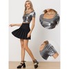 INSPIRE CHIC Women's Metallic Square Neck Short Sleeve Shiny Crop Top - 2 of 4