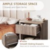 1 Pair Hollow Board Bedside Tables with Drawer Thickened Durable Desktop Rounded Corners Wave Pattern Light Walnut Color EPA Certified, Gray - 3 of 4
