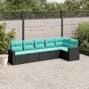 vidaXL Garden Sofa Set Black and Blue PE Rattan, Steel, Polyester 6 Piece - 2 of 4