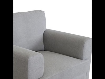 Kyrene 41" Light Gray Linen Wood Accent Chair