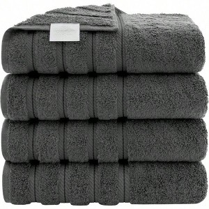 Luxury 4 - Piece Bath Towel Set, 600 GSM Turkish Cotton, 27x54 in, Dark Gray - 1 of 4
