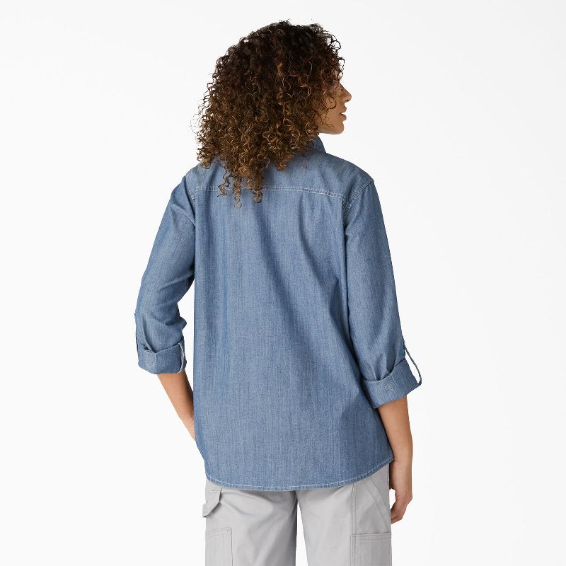 Dickies Women’s Long Sleeve Chambray Roll-Tab Work Shirt, 2 of 4