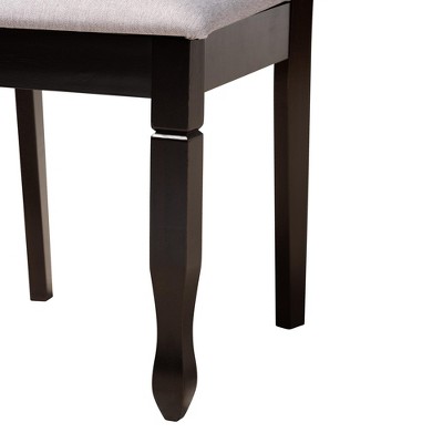 Mila Retro Grey Fabric and Dark Brown Wood 5-Piece Dining Set