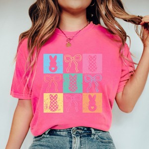 Simply Sage Market Checkered Bunny Coquette Distressed Garment Dyed Tee - 1 of 4